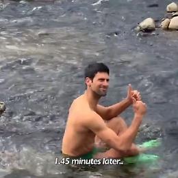 #Nolechallenge, Djokovic si immerge in un torrente gelido: la sfida è da urlo