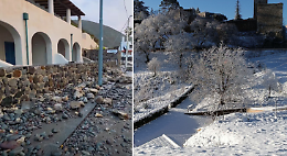 L'inverno irrompe in Sicilia: vento gelido, mareggiate alle Eolie e mezza isola imbiancata