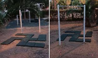 Una svastica "montata" nel parco comunale, vicina al monumento alla Resistenza. Il sindaco: &laquo;Non &egrave; una bravata&raquo;