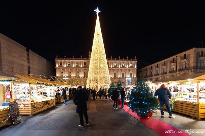 A Catania si accende il Natale: un albero di 22 metri illumina piazza Università 