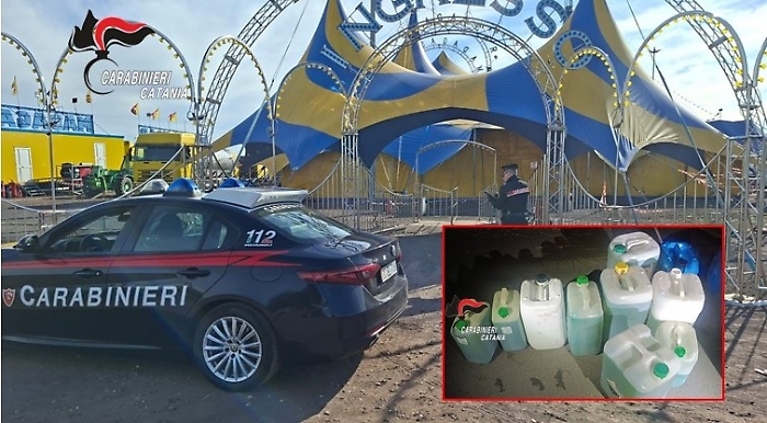 Al circo per riempire le taniche con il gasolio dei mezzi parcheggiati: due ladri arresti a Misterbianco