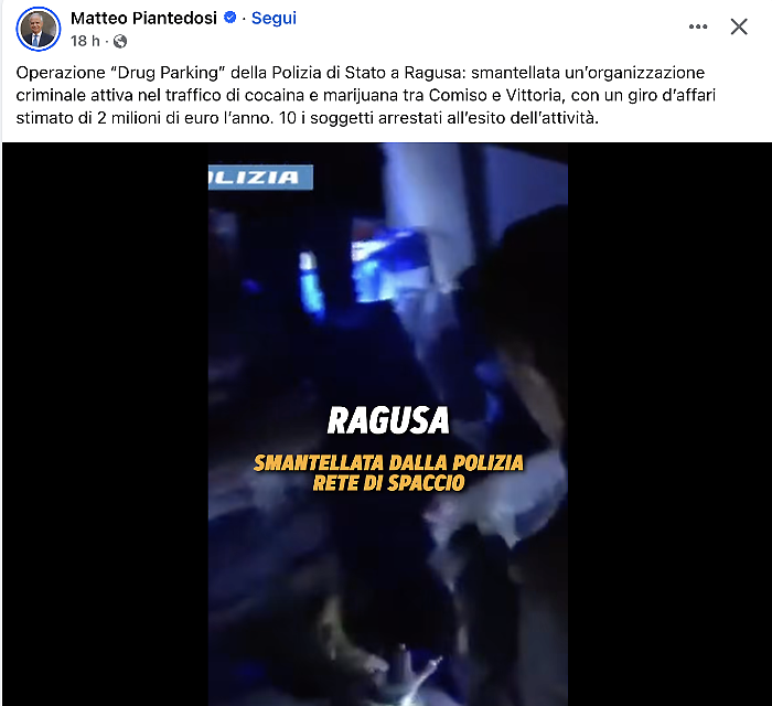 Il ministro Piantedosi si complimenta con la polizia di Stato della provincia di Ragusa